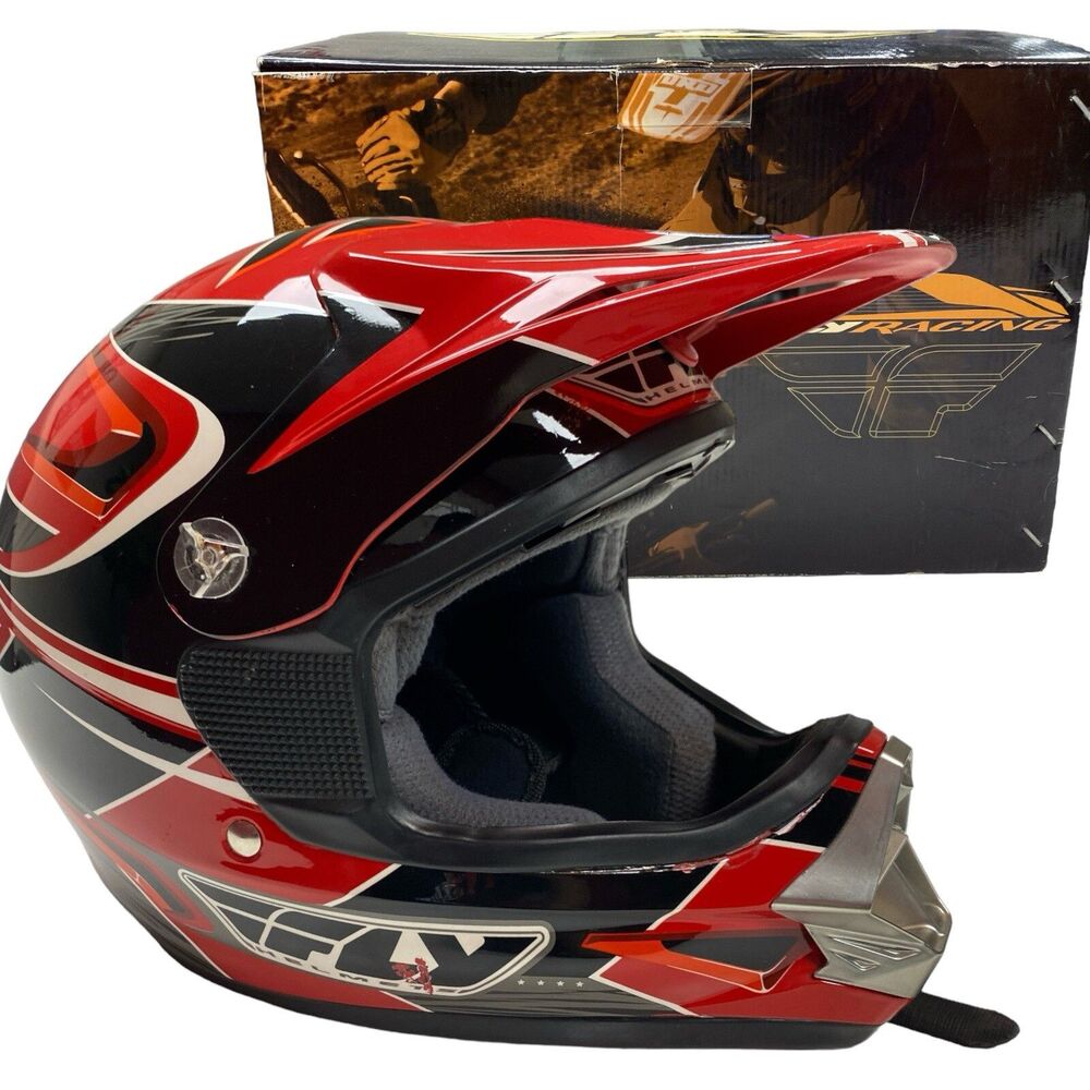 Fly Racing Venom Red Black & Silver Helmet 73-3432S With Box & Bag Size Small